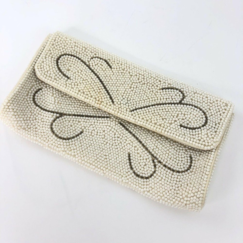 Vtg Emson White Beaded Evening Clutch – Japan